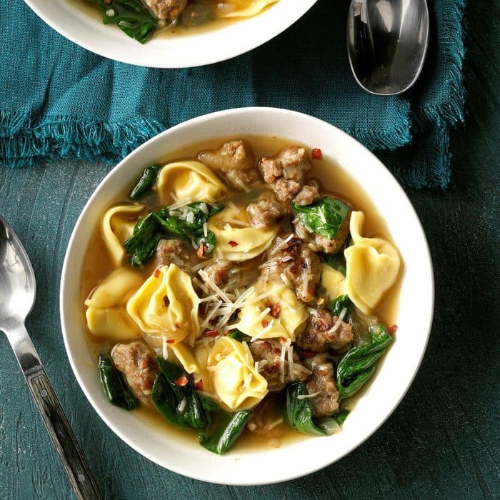 Sausage & Spinach Tortellini Soup